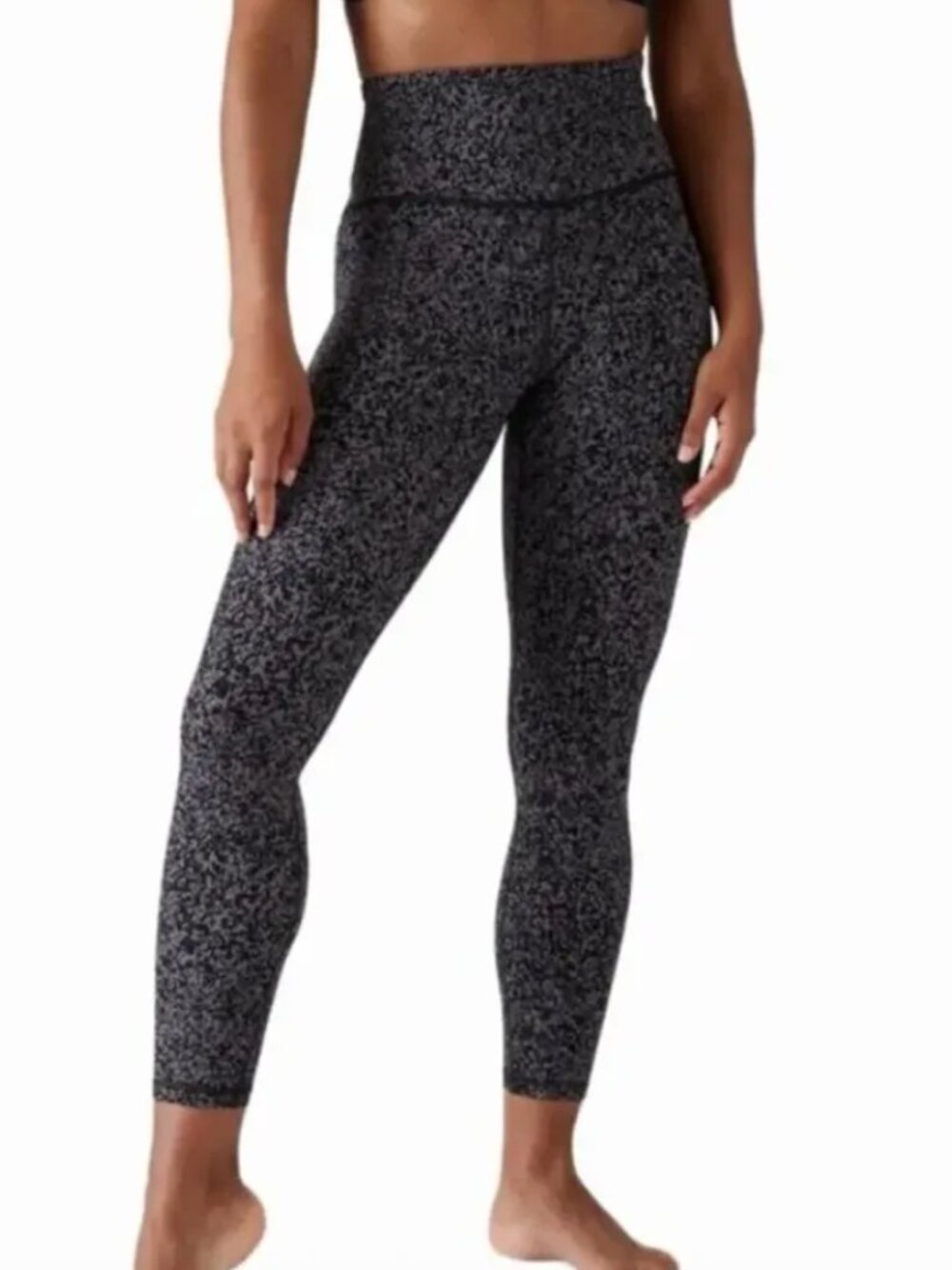 Athleta Elation Nightfall Purple & Black Speckled Ribbed 7/8 Leggings